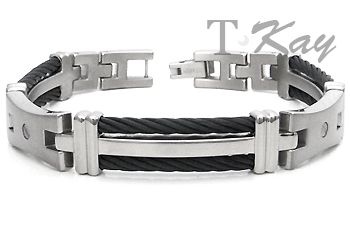 Men's Titanium Black Cable Link Bracelet
