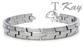 Stainless Steel Satin Link Men's Bracelet