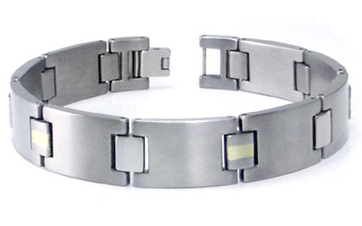 Titanium 14KT Gold Inlaid Men's Bracelet