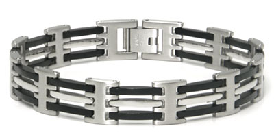 Stainless Steel 2+1 Black Resin Men's Bracelet