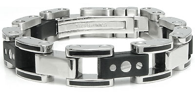Stainless Steel Men's Bike Alternating Link Bracelet