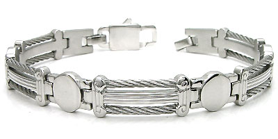 Stainless Steel Double Cable Men's Bracelet