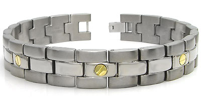 Titanium 18K Gold Inlayed Men's Bracelet