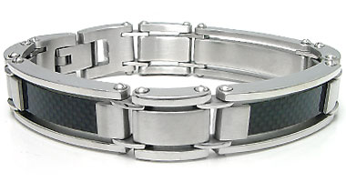 Stainless Steel Carbon Fiber Men's Bracelet :  man designer jewelry carbon fiber