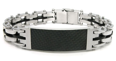 Stainless Steel Carbon Fiber ID Bracelet