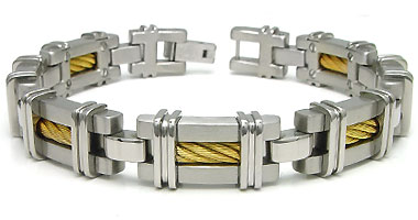 Titanium Golden Cable Link Bracelet