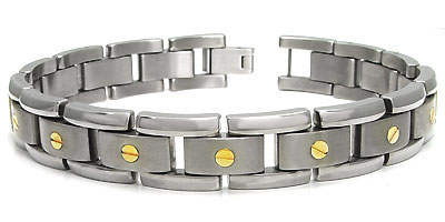 Titanium 18K Gold Inlayed Men's Bracelet