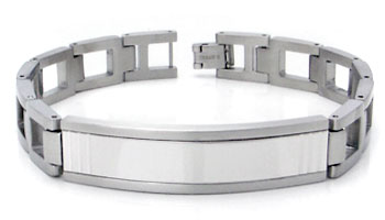 COLIBRI PRIME Stainless Steel Silver Inlay ID Bracelet