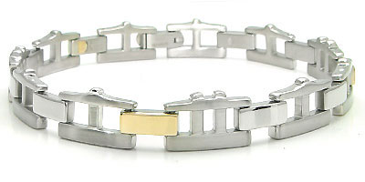 Nitrogen 14K Gold Stainless Steel Mens Bracelet