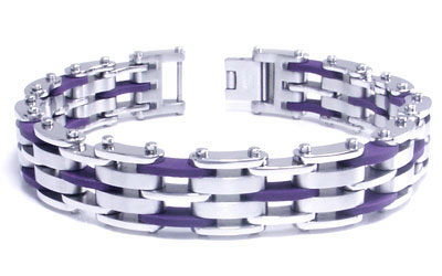 COLIBRI Stainless Steel Purple Resin Bracelet