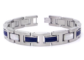 COLIBRI Stainless Steel Arctic Bluewood Mother of Pearl Bracelet