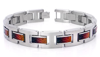 COLIBRI INFERNO Stainless Steel & Wood Bracelet