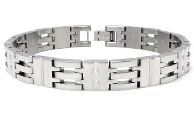 BERCHET Stainless Steel Diamond Men's Bracelet