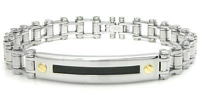 Nitrogen 14K Gold Stainless Steel Bicycle Link Bracelet