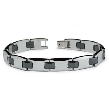 Tungsten Carbide Black Ceramic Men's Bracelet