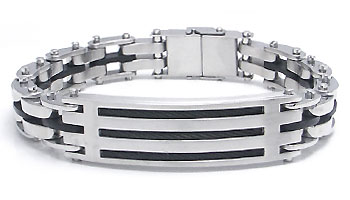 Stainless Steel Black Rope Cable Men's Bracelet
