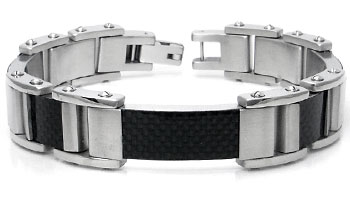 Stainless Steel Black Carbon Fiber Bracelet