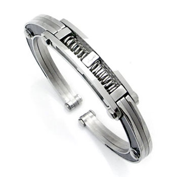 Stainless Steel Carbon Fiber Men's Mechanic Cuff Bracelet