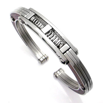 Stainless Steel & Oak Wood Men's Mechanic Cuff Bracelet