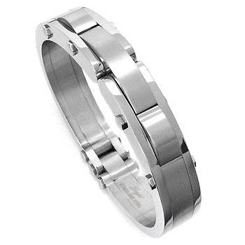 Stainless Steel Mechanic Men's Cuff Bangle