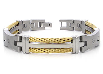 Titanium Golden Cable Link Bracelet w/ Screw Accent