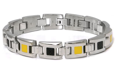 LAMBORGHINI Stainless Steel Bracelet w/ Yellow Lacquer