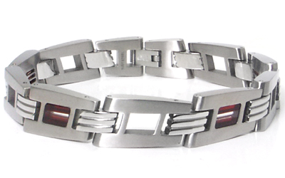 LAMBORGHINI Red White Red Titanium Steel Bracelet