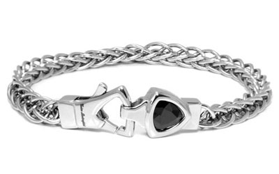 LAMBORGHINI Stainless Steel Bracelet w/ Black Crystals