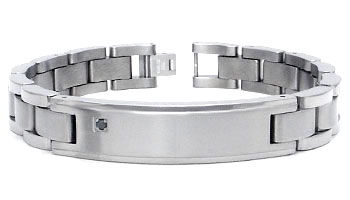Titanium Men's Black Diamond ID Bracelet
