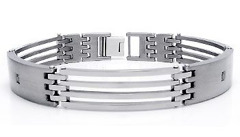 Titanium Men's Black Diamond ID Bracelet