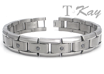 Titanium Men's Black Diamond Bracelet