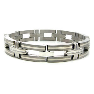 Titanium Men's Bracelet with Silver Inlay