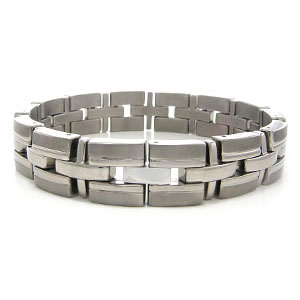 Titanium Men's Bracelet with Silver Inlay