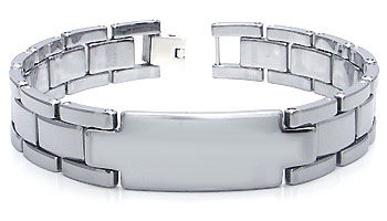 Tungsten Carbide Men's ID Link Bracelet
