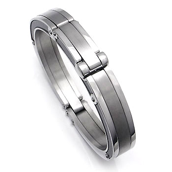 RACER Stainless Steel Carbon Fiber Cuff Bracelet