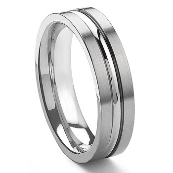 GRECO Tungsten Carbide Ribbed Men's Wedding Band Ring