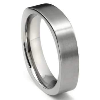 Wedding Bands Titanium on Titanium 6mm Satin Finish Square Wedding Band Ring