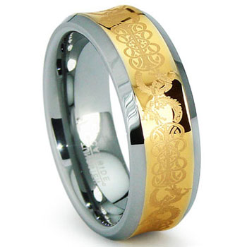 One of a kind Irish style celtic ring Concave contour with celtic engraving