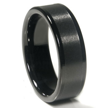 Black Tungsten 8MM Flat Wedding Band Ring
