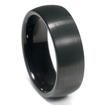 Black Tungsten 8MM Brush Finish Dome Wedding Band Ring