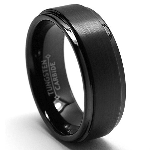 8MM Black High Polish / Matte Finish Men's Tungsten Ring Wedding Band