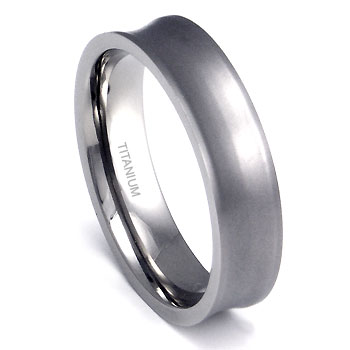 Titanium 6mm Concave Wedding Band Ring