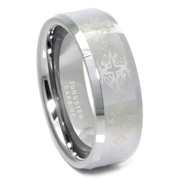 Tungsten Carbide Laser Engraved Celtic Wedding Band Ring
