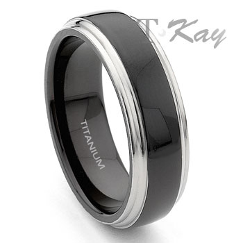 7mm Black and Grey Titanium Band