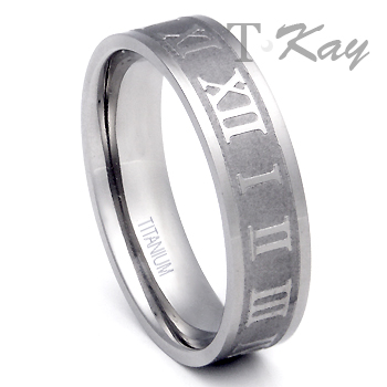 Titanium Roman Numeral Band Ring