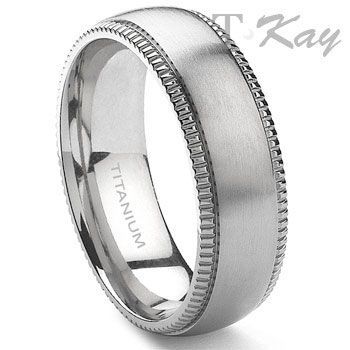 Titanium 8mm Milgrain Wedding Band Ring man design wedding designer