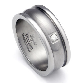Titanium Diamond Men's Wedding Band Ring