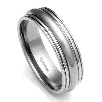 Titanium 7mm Ribbed Men's