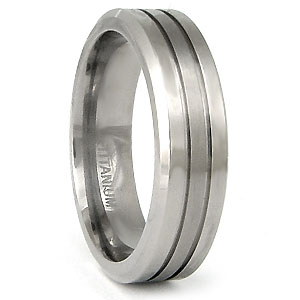 Titanium 6mm Grooved Wedding Flat Band Ring