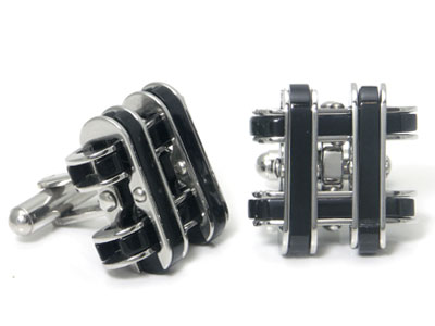 Stainless Steel Black Resin Cufflinks